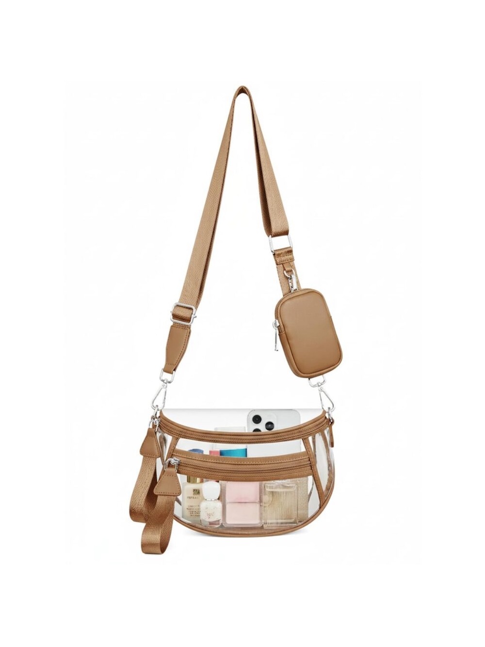New Clear Checkered Crossbody Bags for Stadium Events, Clear Purse Bum Bag